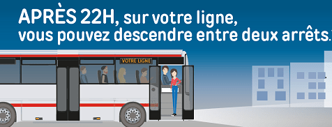 Après 22h, sur votre ligne, vous pouvez descendre entre deux arrêts.
