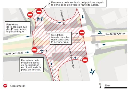 plan illustrant les coupures de voies