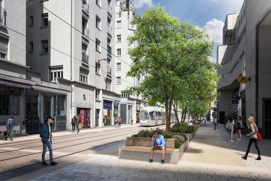  Perspective du tramway T6 dans le centre de Villeurbanne