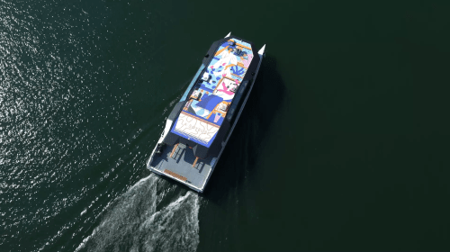 Vue aérienne du bateau La Soyeuse (crédit : Big Company)