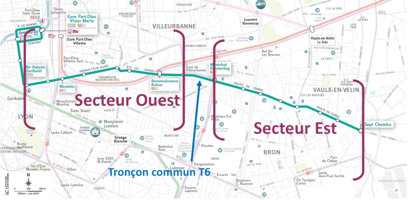 schémas des secteurs de travaux Ouest et Est