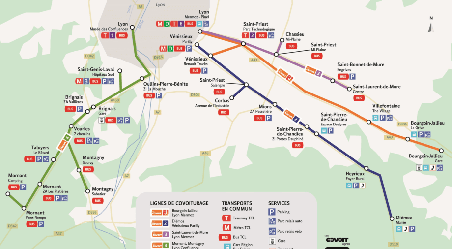 Carte du service En Covoit' Lignes